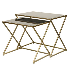 Set stolova 2 u 1 metal staklo u zlatnoj boji