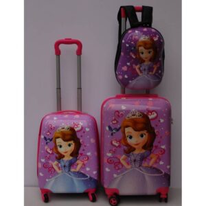 Dečiji koferi set 3u1 - veliki kofer za decu, srednji kofer za decu, ranac za decu. Princeza Sofija