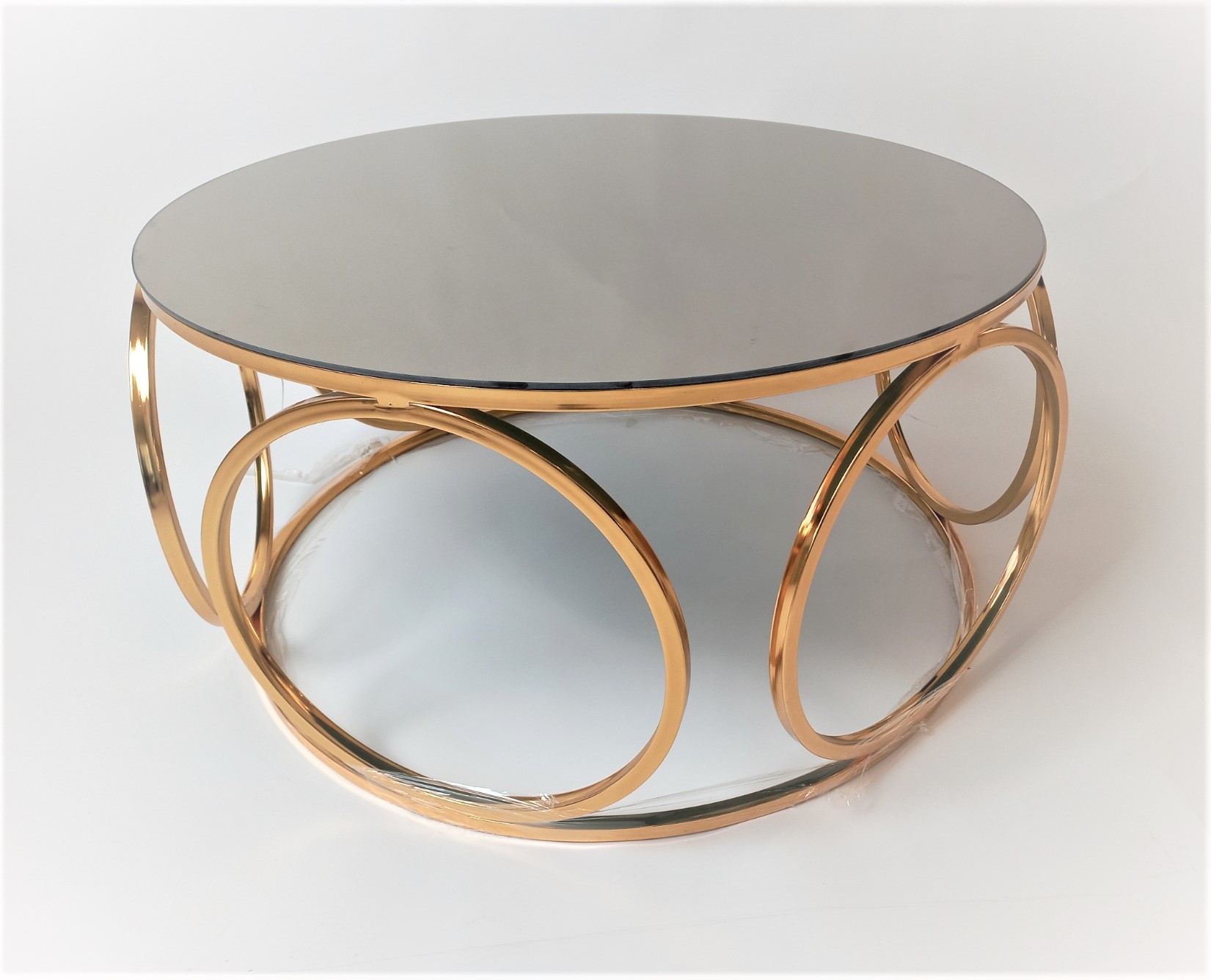 Metalni klub sto zlatni sa ogledalom