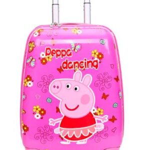 Deciji kofer pepa prase dancing u roze boji, sa tockicima i drskom. Pogodan kao rucni prtljag